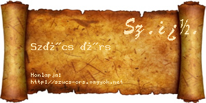 Szűcs Örs névjegykártya