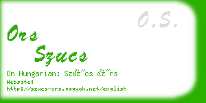 ors szucs business card